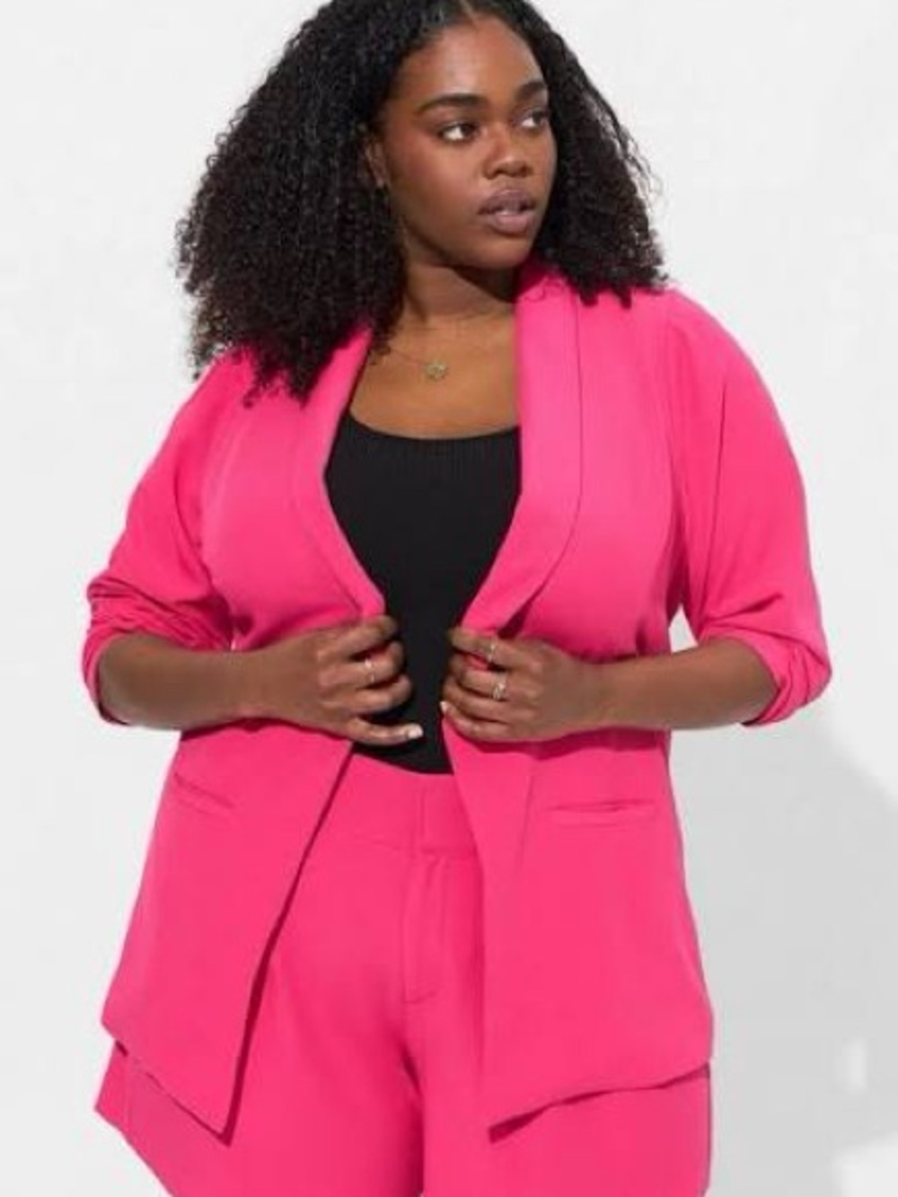 torrid Hot Pink Cropped Blazer with Zip Pockets